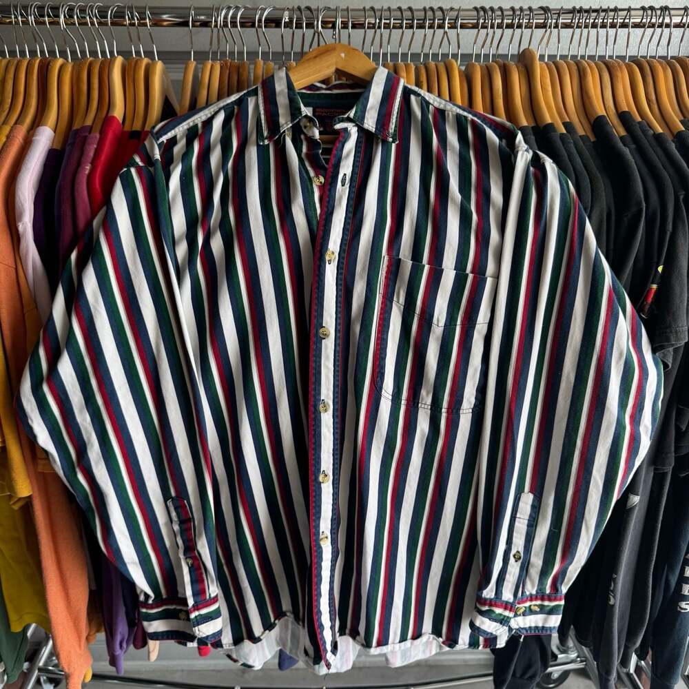 Vintage Multicolor Striped Button-Down Western Shirt XL